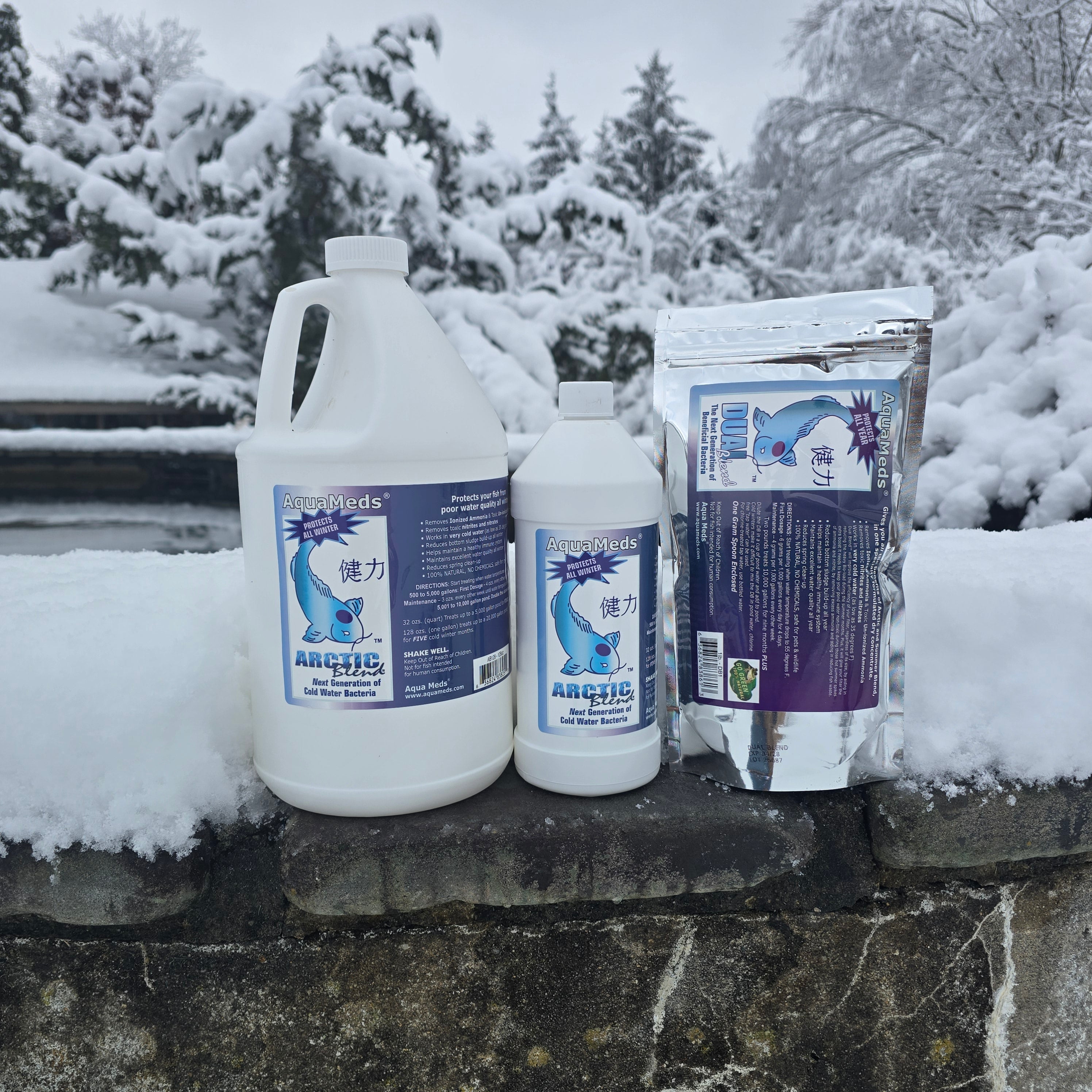 Aqua Meds Arctic Blend bottle - winter pond bacteria for cold water koi pond care