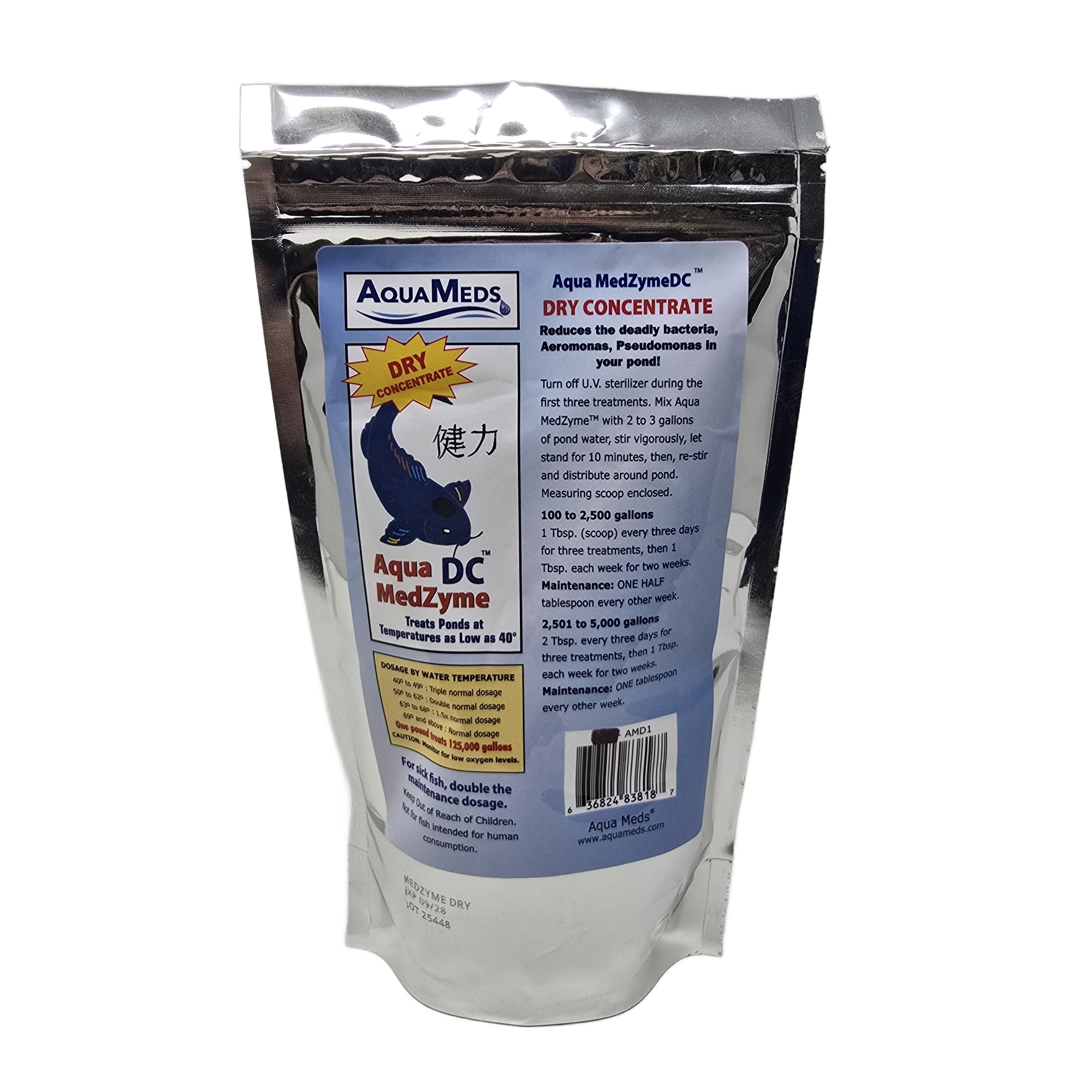 Aqua MedZyme Dry 1 lb bottle - all natural pond bacteria concentrate for koi fish