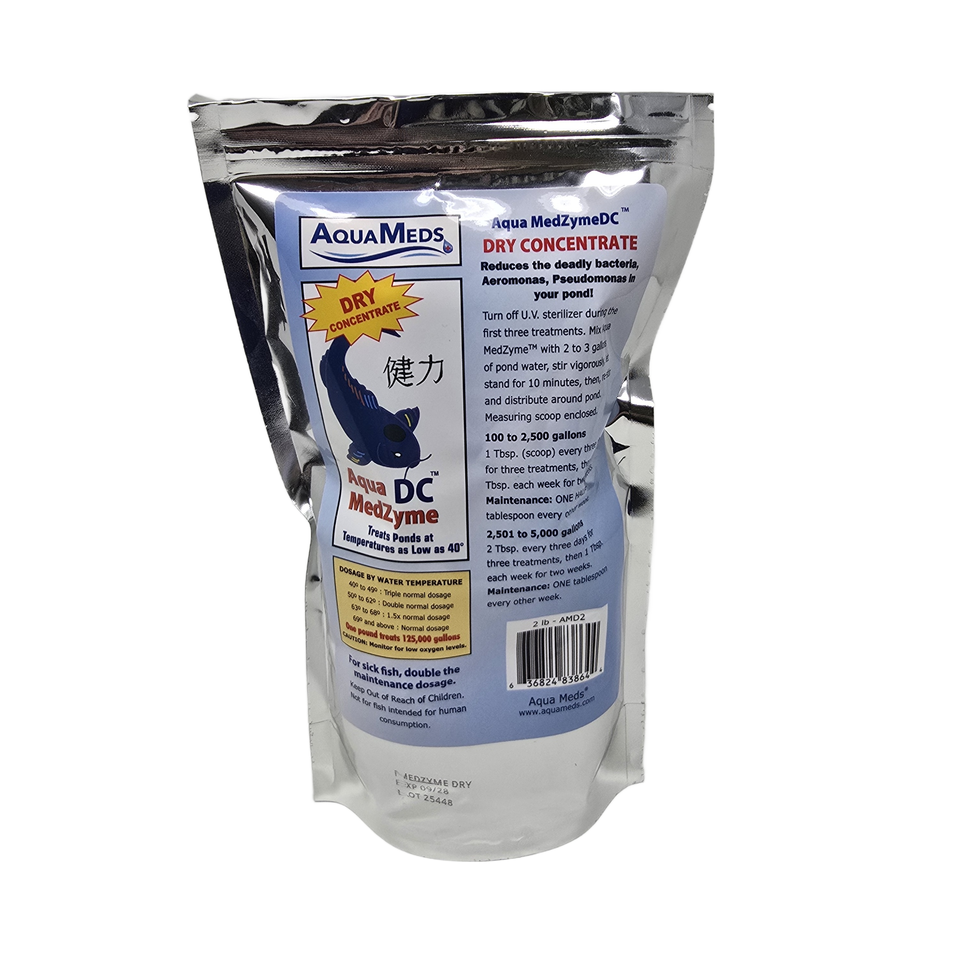 Aqua MedZyme Dry 2 lb bottle - beneficial bacteria treatment for koi ponds