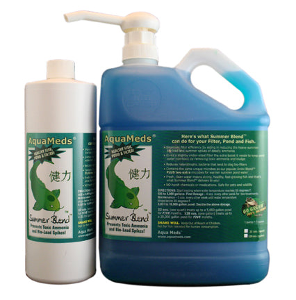 Aqua Meds Summer Blend bottle - beneficial bacteria for spring, summer and fall koi pond maintenance