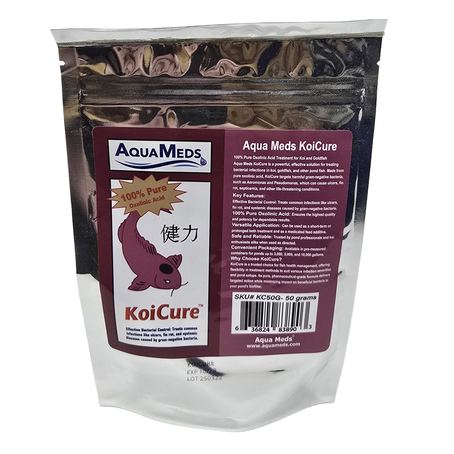 Aqua Meds KoiCure 50 gram bottle for medium koi ponds